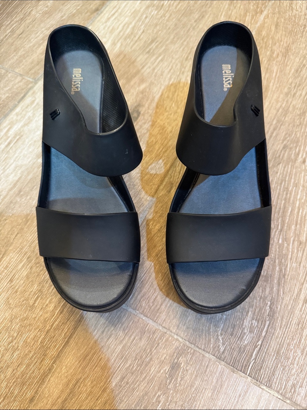 Melissa Black Double-Strap Wedge Slides